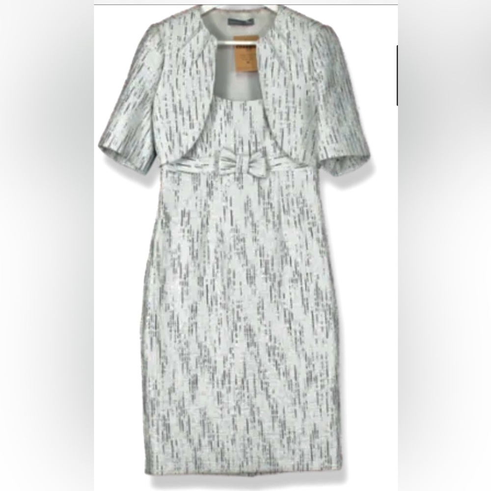 MICHAELA LOUISA Shift bow Dress And Short Sleeve Jacket. UK 8 US 4